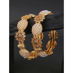 Adwitiya Collection Set of 2 24KT Gold-Plated Stone-Studded Bangles-picture-33