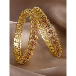 Adwitiya Collection Set Of 2 Gold-Plated American Diamond-Studded Bangles-picture-18
