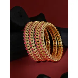 Adwitiya Collection Set Of 2 Gold-Plated & Stone-Studded Bangles-picture-38