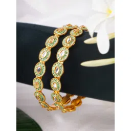 Adwitiya Collection Set of 2 Gold-Plated Artificial Stones and Beads Studded Bangles-picture-17