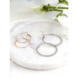 Adwitiya Collection Set of 2 Gold-Plated Circular Shape Hoop Earrings image 1
