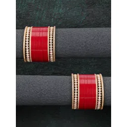 Adwitiya Collection Set Of 33 Gold-Plated Stone Studded & Beaded Chuda Bangles-picture-37