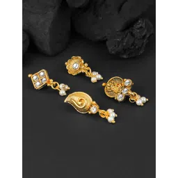 Adwitiya Collection Set Of 4 Gold-Plated Stone-Studded Clip-On Nosepin-picture-39