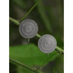 Adwitiya Collection Silver-Toned Circular Studs-picture-27