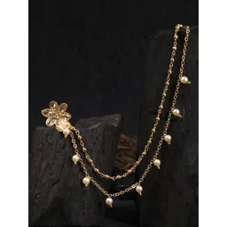 Adwitiya Collection Women Gold-Plated Stone-Studded Flower Chained Nose Ring-picture-28