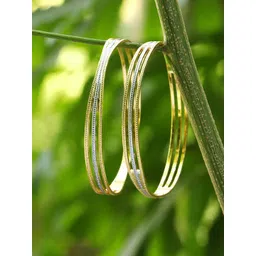 Adwitiya Collection Women Set of 2 24 CT Gold-Plated Handcrafted Bangles-picture-34