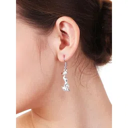 adwitiya collection Adwitiya Silver-Plated Contemporary Shaped Oxidised Drop Earrings image 3