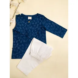 ADYA Kids Animal Penguin Printed Pure Cotton Straight Kurta With Pyjamas-picture-16