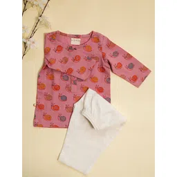 ADYA Kids Animal Snail Printed Pure Cotton Straight Kurta With Pyjamas-picture-20