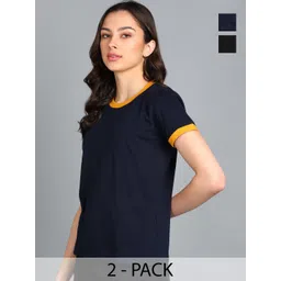 Adyavastram Women Pack of 2 Solid Round Neck Cotton T-shirts-picture-23