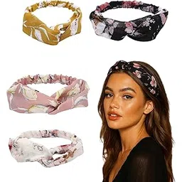 aeenioy 4Pcs Hair Bands for Women, Set of Cross Elastic Chiffon Silk Headbands, Fashionable Hair Accessories for Wear, Parties, Yoga, and Gift Giving-picture-14