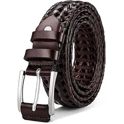 aenon fashion is my passion Knitted Braided Leather Belt for Men With Micro Adjustable Belt for Jeans, Trousers, Chinos | Gents Belt Casual Formal Men's Belt With Brass Buckle-picture-32