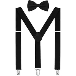 aenon fashion is my passion Men's Classic Black Suspenders and Bow Tie Set, Y-Back Design, Adjustable 30-50 cm, Pre-tied 12x6.5 cm Bow-picture-41