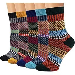 aeoss Women Wool Socks Vintage Style Winter Warm Soft Thick Knit Wool Multicolor Socks Free Size Socks (2 PAIR)-picture-43