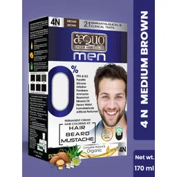 Aequo Organic Men Permanent Hair Color for Hair Beard & Moustache 170ml - Medium Brown 4N-picture-16