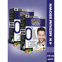 Aequo Organic Men Set of 2 Organic Hair Color Kit 170 ml Each - Medium Brown 4N-picture-23