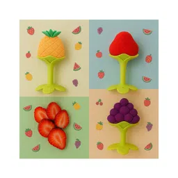 AEREX Premium Organic Fruit Teether Combo Nipple Teething for Newborn Babies, Infant & Toddlers Bpa Free Natural Teething Freezer Safe Baby Teethers 0-12 Months Assorted | Pack of 3-image-22