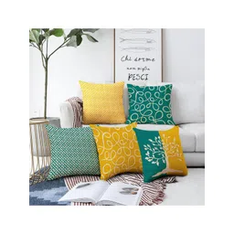 AEROHAVEN Blue & Green 5Pieces Quirky Printed Square Cushion Covers-picture-12