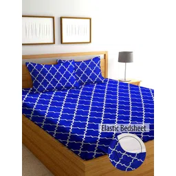 AEROHAVEN Blue & White 210 TC King Bedsheet with 2 Pillow Covers-picture-25