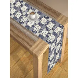 AEROHAVEN Blue Printed 4 seater Poly Matte Table Runner-picture-17