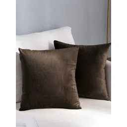 AEROHAVEN Brown 2 Pieces Reversible Velvet Square Cushion Covers-picture-26