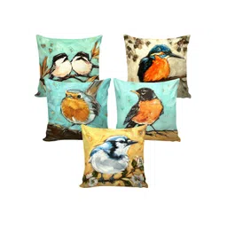 AEROHAVEN Green & Orange 5 Pieces Quirky Velvet Square Cushion Covers image 2