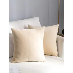 AEROHAVEN Off White 2 Pieces Reversible Velvet Square Cushion Covers-picture-15