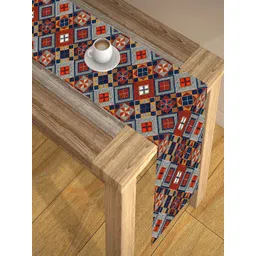 AEROHAVEN Red & Navy-Blue Printed Rectangular 4 seater Poly Matte Table Runner-picture-28