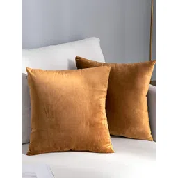 AEROHAVEN Tan 2 Pieces Reversible Velvet Square Cushion Covers-picture-17