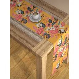 AEROHAVEN Yellow & Pink Floral Digital Printed 6 Seater Table Runner-picture-13