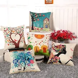 AEROHAVEN Cotton 175TC Cushion Cover, 12 x 12 Inch, Multicolour, Set of 5-picture-28