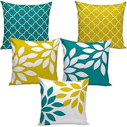AEROHAVEN Set of 5 Multi Colored Decorative Throw Hand Made Velvet Cushion Covers (16" x 16" OR 40cm x 40cm)-picture-13