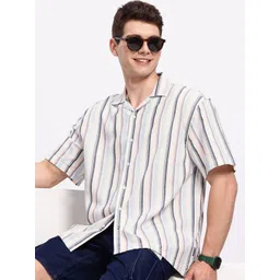 Aeropostale Striped Drop-Shoulder Sleeves Relaxed Fit Pure Cotton Casual Shirt-picture-17