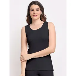 Aerowarm Women Charcoal Black Ribbed Sleeveless Thermal Top-picture-28