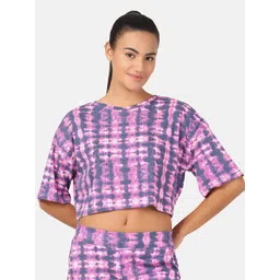 Aesthetic Bodies Women Pink & Purple Tie and Dye Dyed Drop-Shoulder Oversized Cotton T-shirt-picture-15
