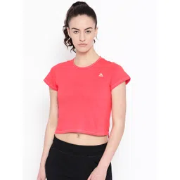 Aesthetic Bodies Women Pink Solid Round Neck Cropped Styled Back T-shirt-picture-26
