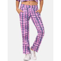 Aesthetic Bodies Women Pink Tie & Dye Cotton Track Pants-picture-32