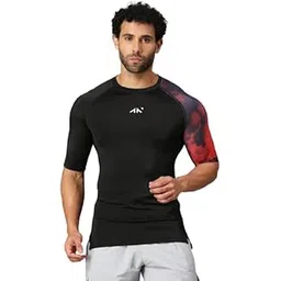 Aesthetic Nation Men's Half Sleeve Tie-Dye Printed Compression T-Shirt – Athletic Base Layer for Gym, Running, and Sports | Premium Compression Fabric, Moisture-Wicking, Muscle Support,Quick-Drying-picture-35