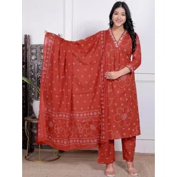 AFFO Women Ethnic Motifs Printed Regular Thread Work Kurta with Trousers & With Dupatta-picture-30