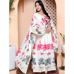 AFFO Women Floral Printed Panelled Pure Cotton Kurta with Trousers & With Dupatta-picture-27