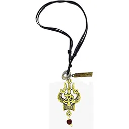 afh Om Trishul Damaru Bronze With Adjustable Leather Cord Pendent For Men, Women-picture-39