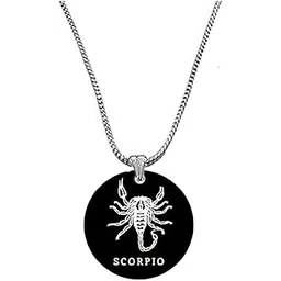 afh Scorpio Zodiac Sign Black Acrylic Pendant with Snake Chain for Men and Women-picture-13