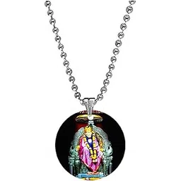 afh Lord Sai Shirdi Aasan Acrylic Pendant with Bead Chain | Spiritual Jewelry image 1