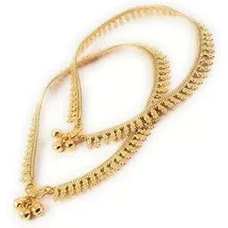 afj gold Thin Size Gold Plated Stylish Anklets Kolusu Payal Ghungroo for Women-picture-19