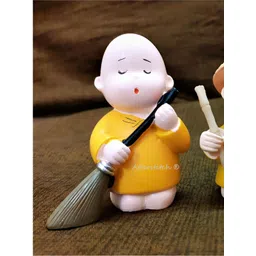 Afterstitch Yellow 3 Pieces Baby Buddha Monk Figurine Showpiece-picture-22