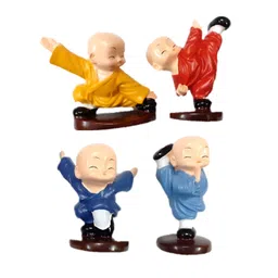 Afterstitch Yellow 4 Pieces Kungfu Monk Buddha Babies Figurine Showpiece-picture-25