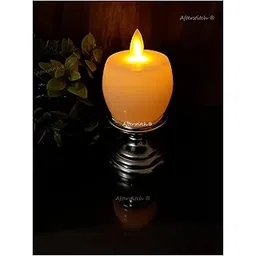 AFTERSTITCH Flickering LED Tea Lights with Silver Stands for Home Decor Parties Diwali Romantic Dinners-picture-11