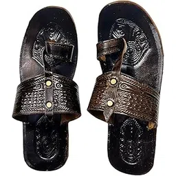 Agadi Men's Kolhapuri Style Leather Chappal – Traditional Handcrafted Ethnic Sandals-picture-41