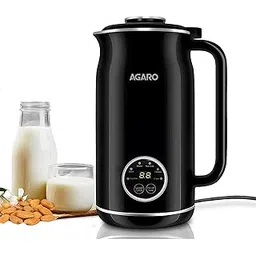 AGARO Regency Automatic Nut Milk Maker, Vegan Milk Machine, Make Vegan Milk From Nuts, Almonds, Soya, Oats etc, Boil Water, Juice, Cereals, Stainless Steel Body, 600ml, Black-picture-15