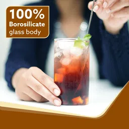 agaro (Pack of 6) Elite Borosilicate Glass Tumbler, Serves Water, Cold Drinks, Juice, Milk Glass Water/Juice Glass image 3